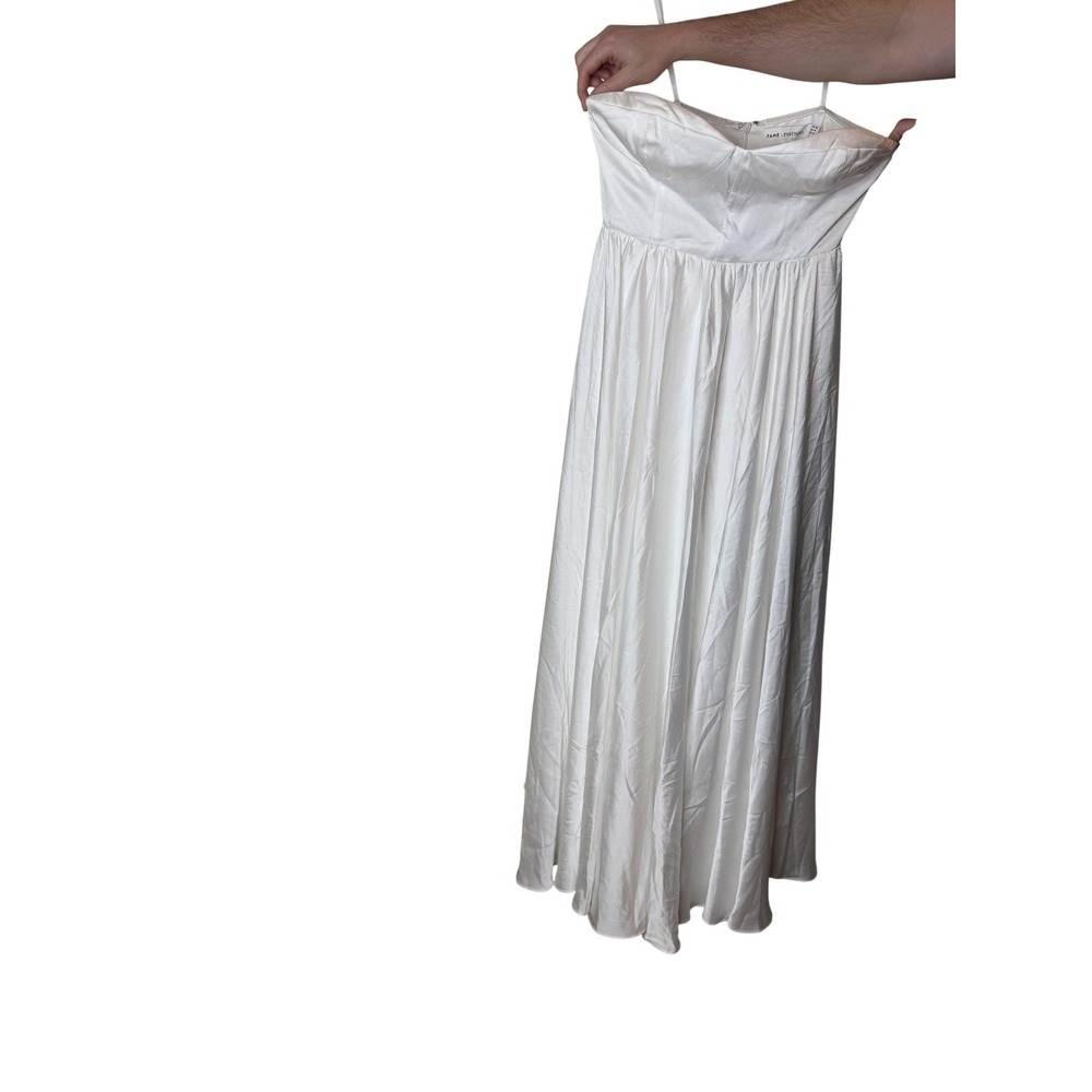 Free People Fame & Partners Dress Womens 10 White Satin Maxi Gown Bridal Wedding
